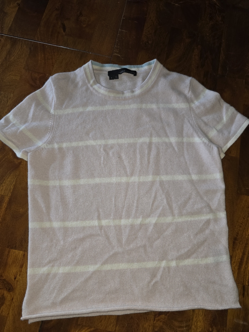 360 Cashmere Pastel Pink Striped Short Sleeve Top